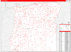 Oregon Eastern Wall Map Red Line Style 2024