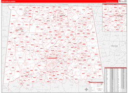 Alabama Northern Wall Map Red Line Style 2024