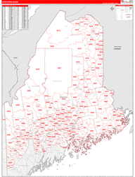 Maine Northern Wall Map Red Line Style 2024