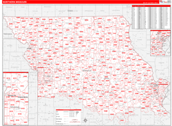 Missouri Northern Wall Map Red Line Style 2025