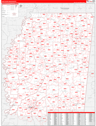 Mississippi Northern Wall Map Red Line Style 2024