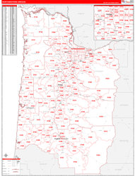 Oregon North Western Wall Map Red Line Style 2024