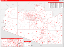 Arizona Southern Wall Map Red Line Style 2024