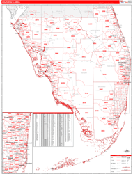 Florida Southern Wall Map Red Line Style 2024