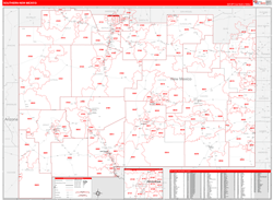New Mexico Southern Wall Map Red Line Style 2024