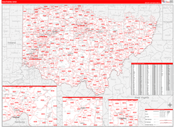 Ohio Southern Wall Map Red Line Style 2024