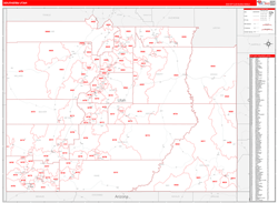 Utah Southern Wall Map Red Line Style 2024