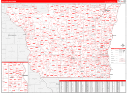 Wisconsin Southern Wall Map Red Line Style 2024