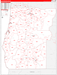 Oregon South Western Wall Map Red Line Style 2025