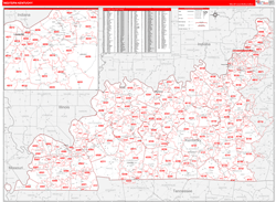 Kentucky Western Wall Map Red Line Style 2024