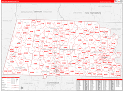 Massachusetts Western Wall Map Red Line Style 2024