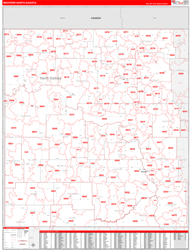 North Dakota Western Wall Map Red Line Style 2024