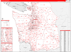 Washington Western Wall Map Red Line Style 2024