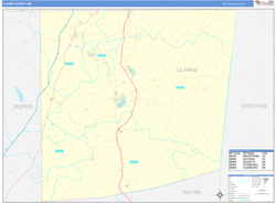 Clarke County, MS Wall Map Basic Style
