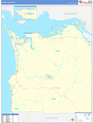 Clatsop County, OR Wall Map Basic Style