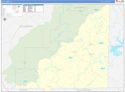 Clay County, AL Wall Map Basic Style