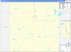 Clay County, IA Wall Map Basic Style