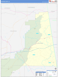 Cleburne County, AL Wall Map Basic Style