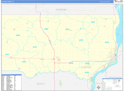 Clinton County, IA Wall Map Basic Style