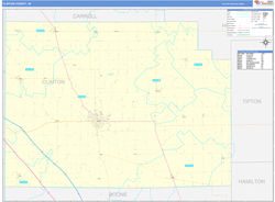 Clinton County, IN Wall Map Basic Style