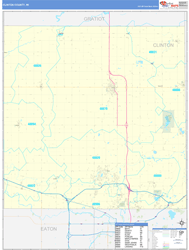 Clinton County, MI Wall Map Basic Style