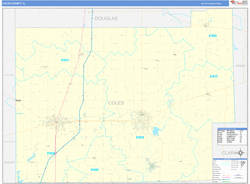 Coles County, IL Wall Map Basic Style