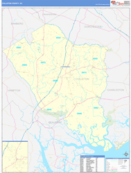 Colleton County, SC Wall Map Basic Style