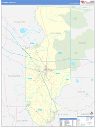 Columbia County, FL Wall Map Basic Style