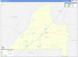 Conecuh County, AL Wall Map Basic Style