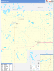 McLeod County, MN Wall Map Basic Style
