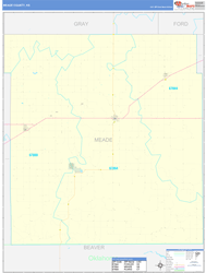 Meade County, KS Wall Map Basic Style