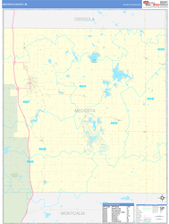 Mecosta County, MI Wall Map Basic Style