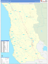 Mendocino County, CA Wall Map Basic Style