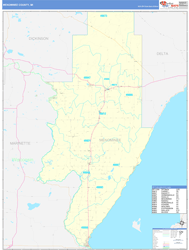 Menominee County, MI Wall Map Basic Style