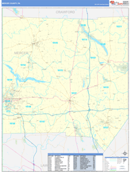 Mercer County, PA Wall Map Basic Style