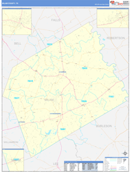 Milam County, TX Wall Map Basic Style