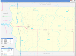 Mills County, IA Wall Map Basic Style