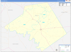 Mills County, TX Wall Map Basic Style