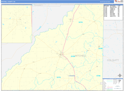 Mitchell County, GA Wall Map Basic Style