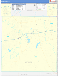 Mitchell County, TX Wall Map Basic Style