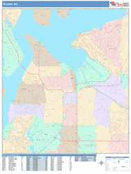 Tacoma Wa Zip Code Map Tacoma, Wa Zip Code Wall Map - Color Cast