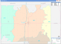 Clarke County, IA Wall Map Color Cast Style