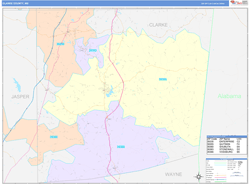Clarke County, MS Wall Map Color Cast Style