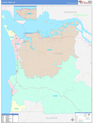 Clatsop County, OR Wall Map Color Cast Style