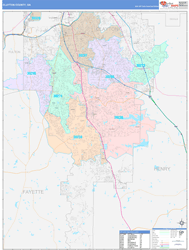 Clayton County, GA Wall Map Color Cast Style