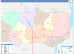 Clinton County, IA Wall Map Color Cast Style