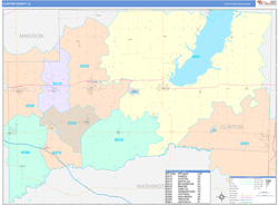 Clinton County, IL Wall Map Color Cast Style