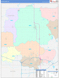 Clinton County, MI Wall Map Color Cast Style