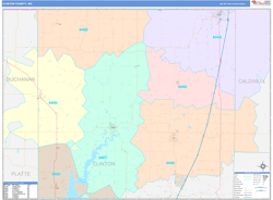 Clinton County, MO Wall Map Color Cast Style
