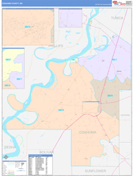 Coahoma County, MS Wall Map Color Cast Style